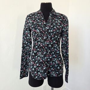 Miley Cyruz X Max Azria Floral Cotton Button Up Blouse Top Western Y2K Boho M